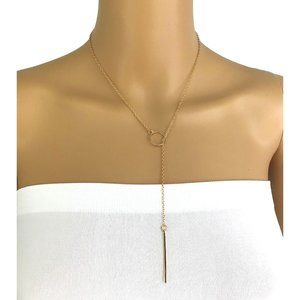 Lariat Necklace Adjustable Length Gold Tone New